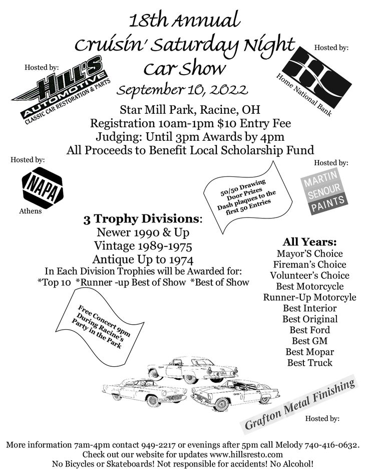 Annual Cruisin Saturday Night Car Show flier